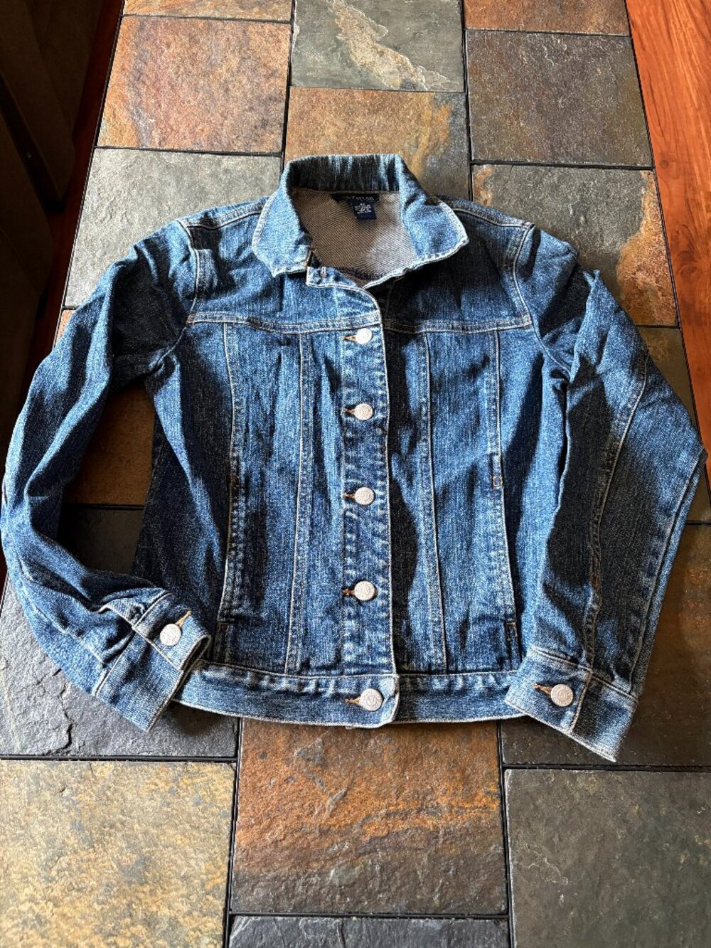 Ann Taylor Factory Petite Stretch Denim Jacket Size 4P